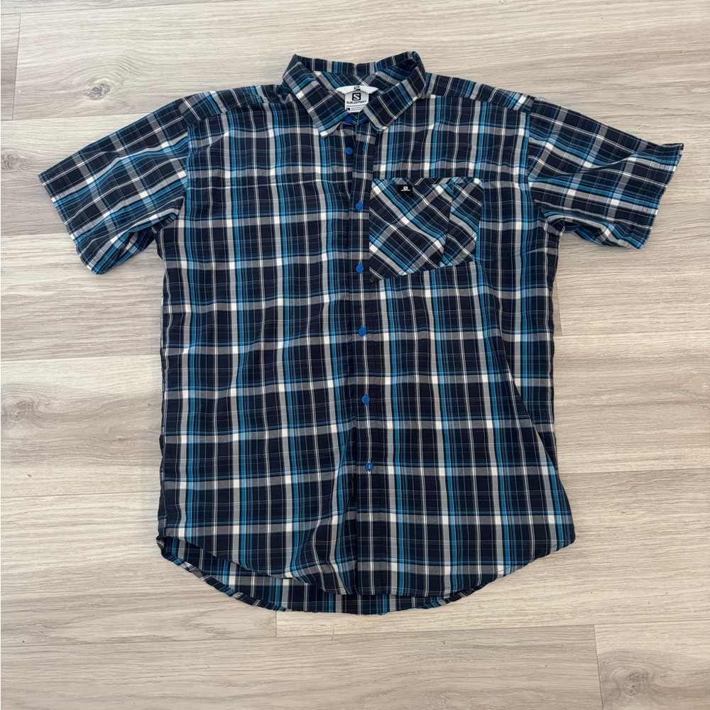 LOT OF 4 Salomon Navy and White Plaid Casual Shirt